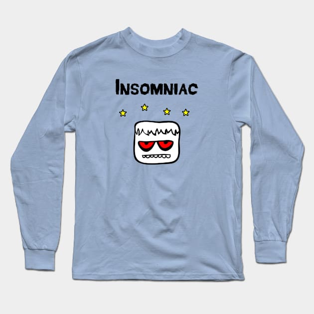 Insomniac Blockhead With Stars Light-Color Long Sleeve T-Shirt by depravitee